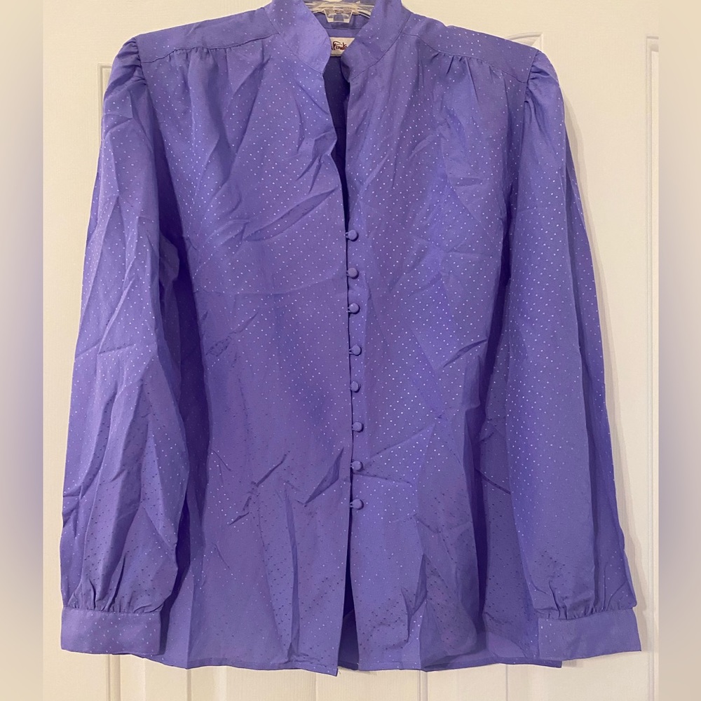 Vintage Diane Von Furstenburg DVF Purple Lavender Blouse Button Up Size 12